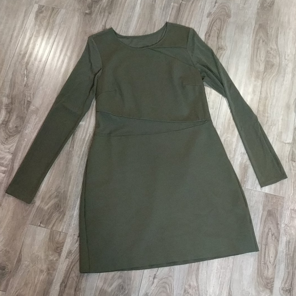 Army green dress with mess detailing